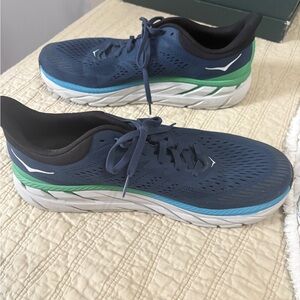 Hoka Blue and Green Athletic Shoes with Supportive Sole